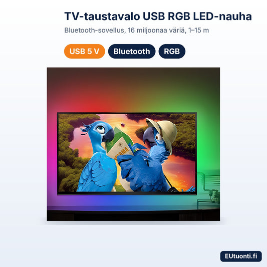 TV-taustavalo USB RGB LED-nauha Bluetooth-ohjauksella