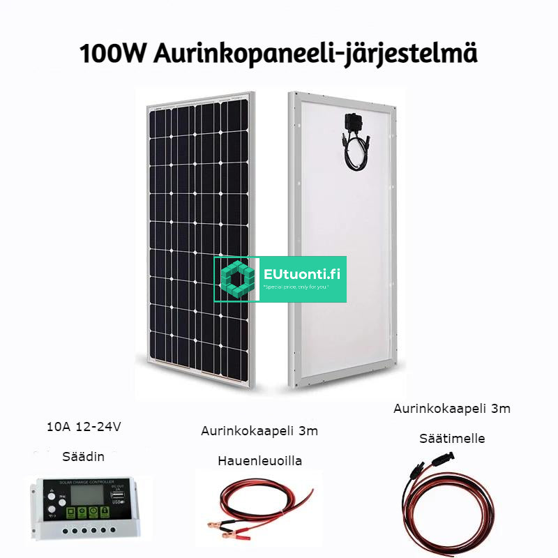 Aurinkopaneeli Lasi/Alumiinikehys 100W/200W 12-24V