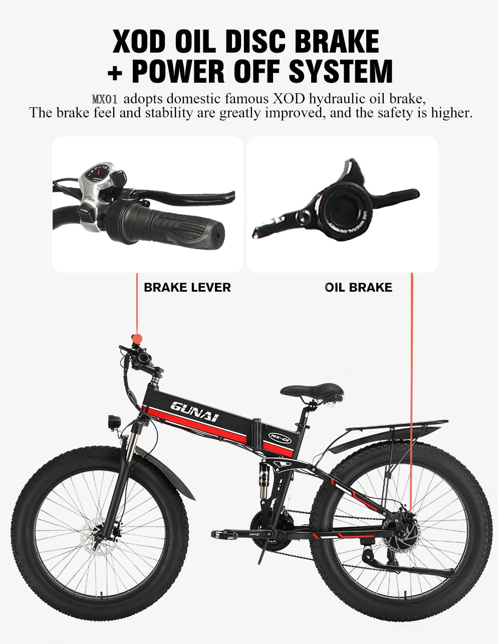 Gunai MX1 Taitettava E-Fatbike 1000W / Sähkömaastopyörä