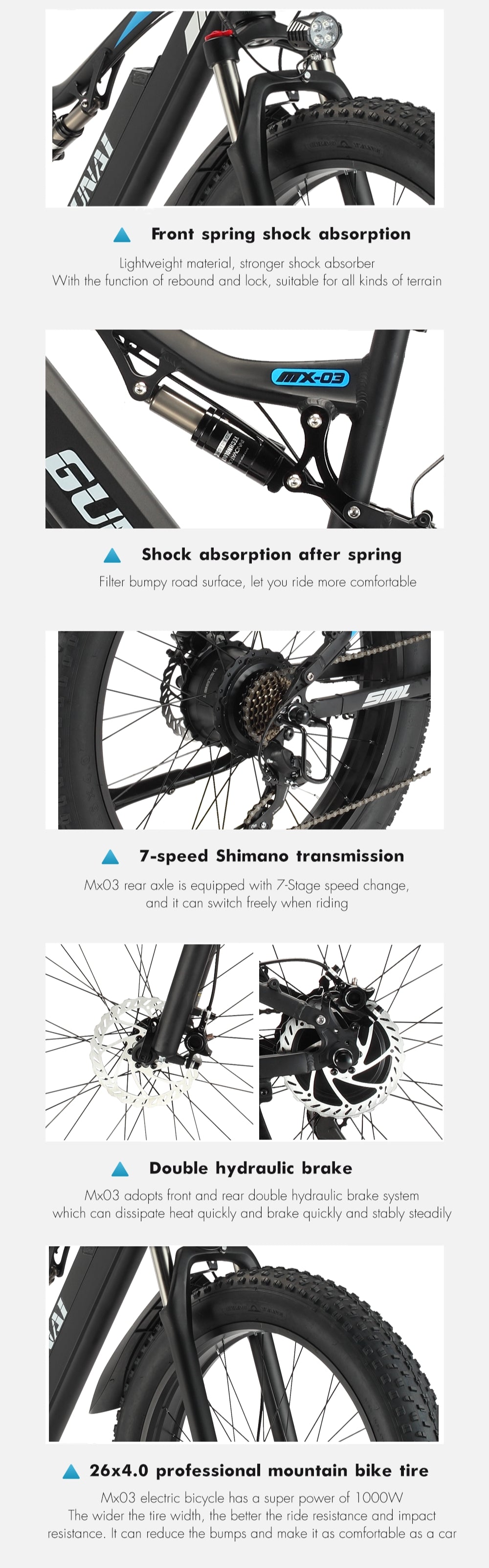Gunai MX3 Sähkö Fatbike 1000W 26" 17Ah / Sähkömaastopyörä