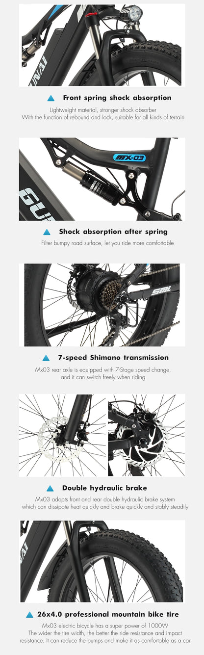 Gunai MX3 Sähkö Fatbike 1000W 26" 17Ah / Sähkömaastopyörä