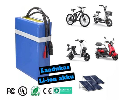 48V 20Ah Li-ion Akku (960Wh) + 3A Pikalaturi