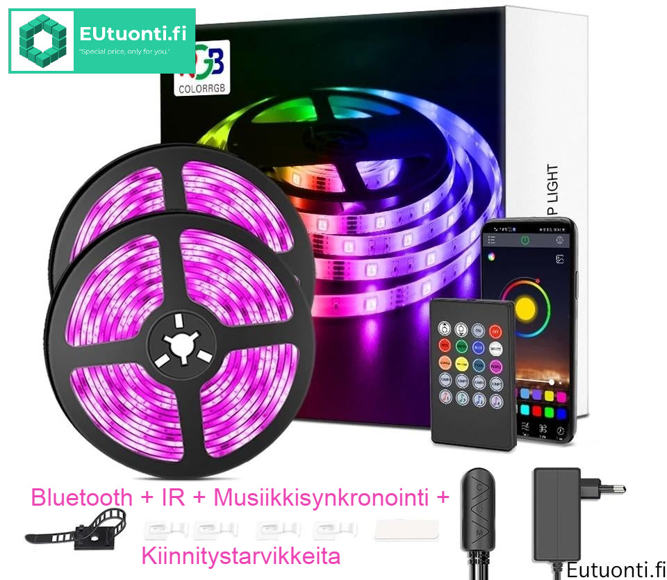 RGB Led-nauha 5/10/15/20/30m Musiikkisynkronointi/Bluetooth
