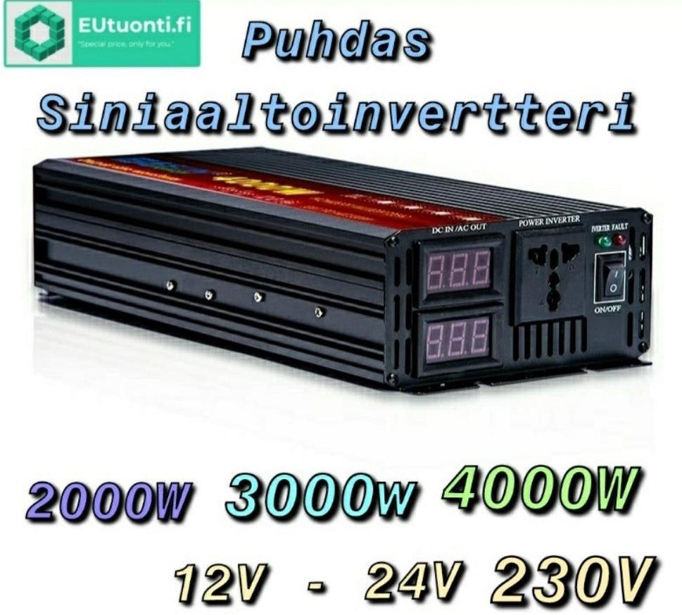Puhdas Siniaaltoinvertteri 2000W 3000W 4000W 12V/24V - 230V EUtuonti
