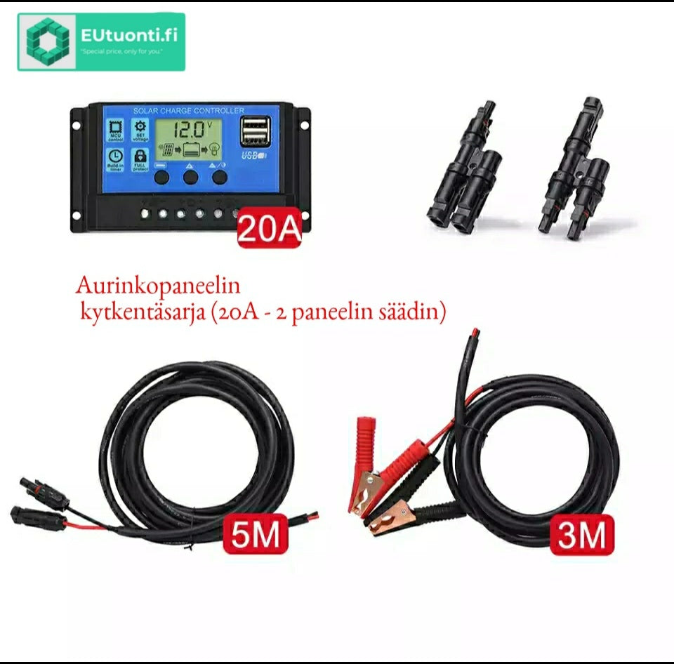 Taipuisa Aurinkopaneelijärjestelmä 100W/200W/400W Säätimellä