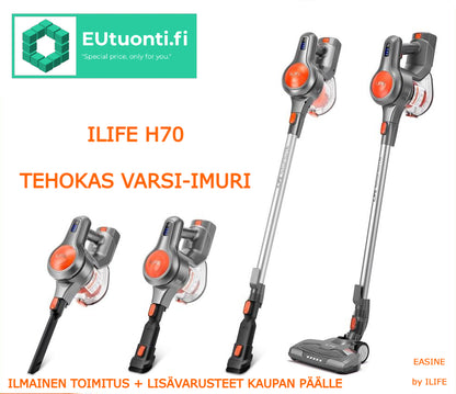 ILIFE H70 PLUS Tehokas Varsi-Imuri 1.2L Säiliöllä Akkukäyttöinen