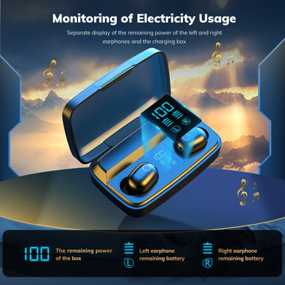 TWS Touch Bluetooth 5.0 LED Langattomat Kuulokkeet 1500mAh Powerbank