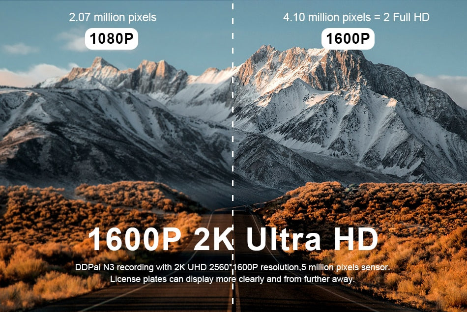 Autokamera UltraHD 2K Kojelautakamera DDPAI Mola N3