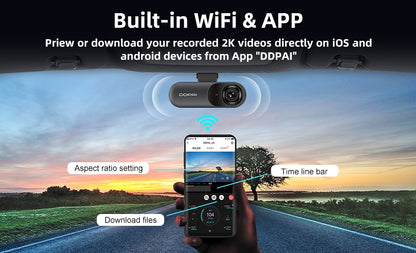 Autokamera UltraHD 2K Kojelautakamera DDPAI Mola N3