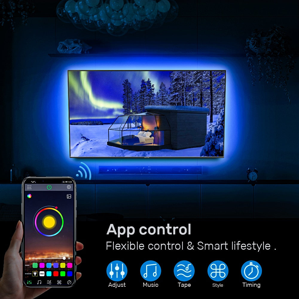 TV-Taustavalo USB Led-Nauha RGB Bluetooth 1m/2m/3m/4m/5m/10m/15m